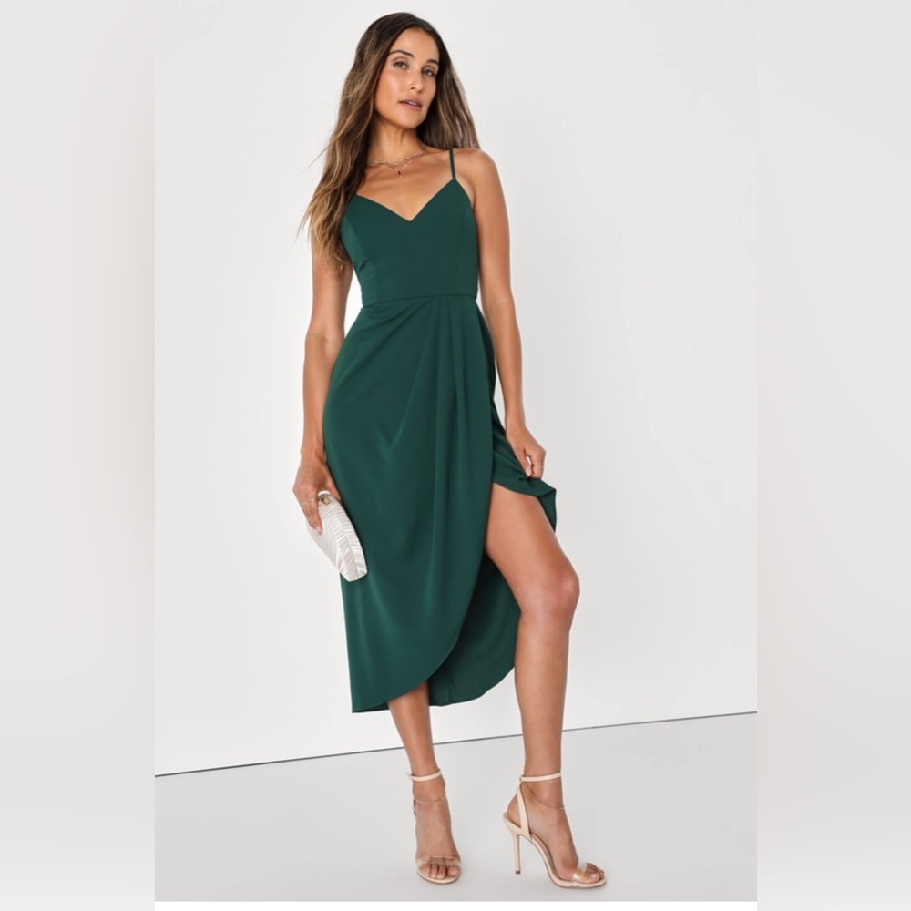 Lulus Reinette Dark Green Midi Dress